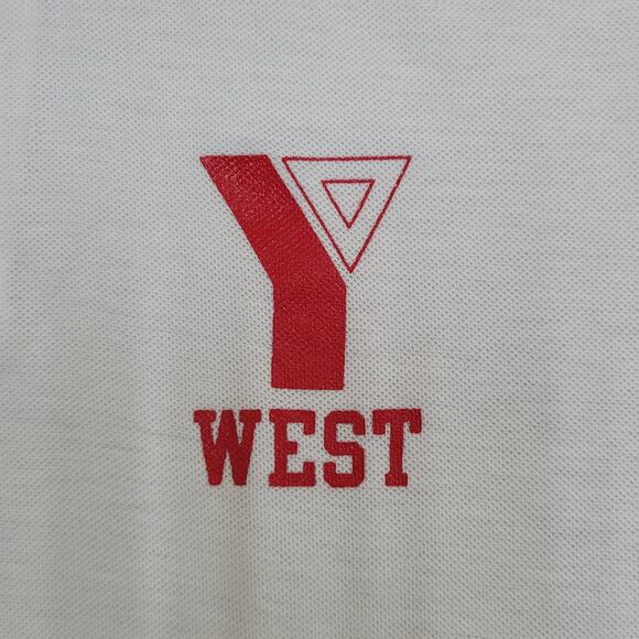 Vintage 80s Champion Polo Shirt S/M 19x26 White YMCA West - Picture 9 of 12